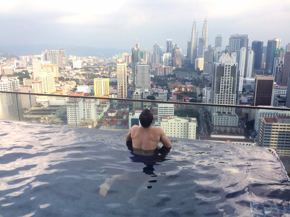 Danny Flood at Petronas Towers, Kuala Lumpur.