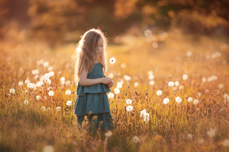 Girl alone in field