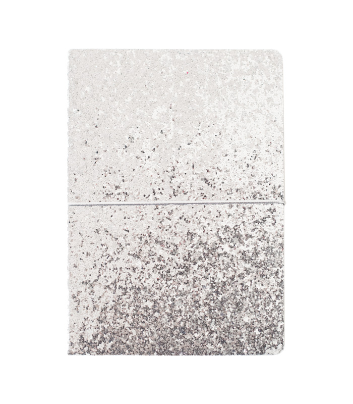 Блокнот Silver Dust в серебряных паетках на резинке