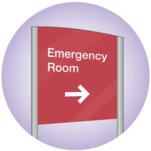 Sign for emergency room