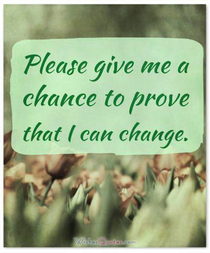 Apology Message: Please give me a chance to prove that I can change.