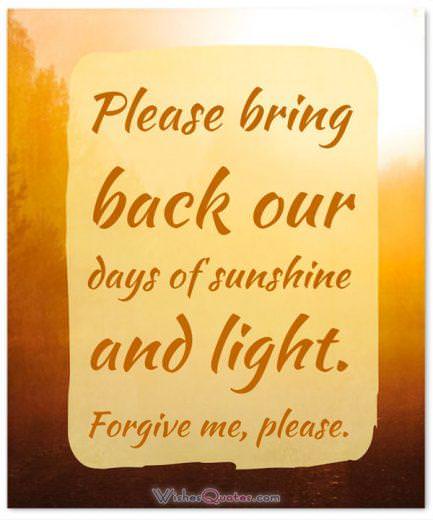  Sorry Message: Please bring back our days of sunshine and light. Forgive me, please.